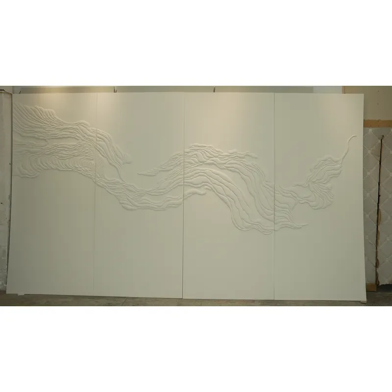 Custom Wave Carved Leather Modern 3D Soundproof Wall Panel Abstract Embossed Upholstered Wall Decor Living Room