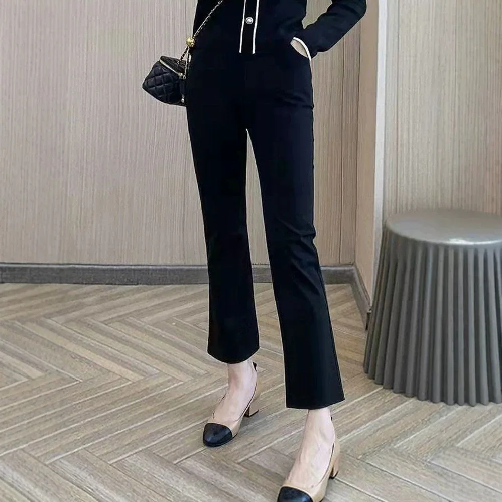 Maternity Pants High Waist Belly Support Slim Fit Nine Point Stretch Solid Color Pregnant Women Summer Spring Autumn Daily Wear
