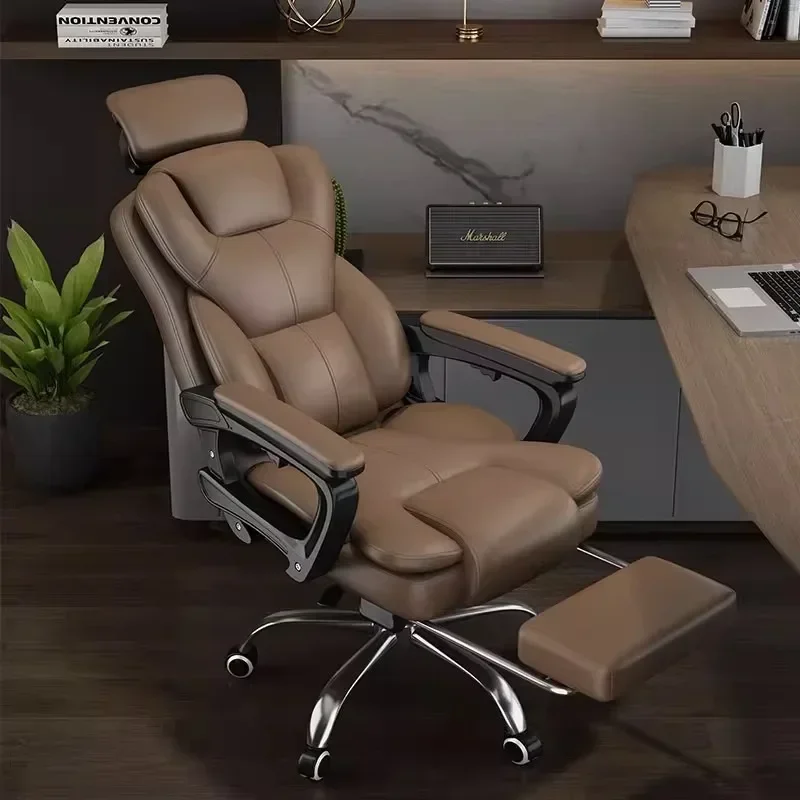 Conference Swivel Computer Chair Comfortable Rocking Leather Luxury Office Chair Retro Silla De Oficina Mid Century Furniture