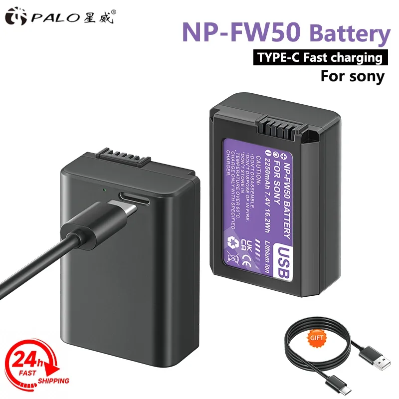 

NP-FW50 NPFW50 NP FW50 Battery with USB-C Input for Sony Alpha A6500 A6300 A6400 A6000 A6100 A5000 A3000 NEX-3 A7 7R A7R A7R II