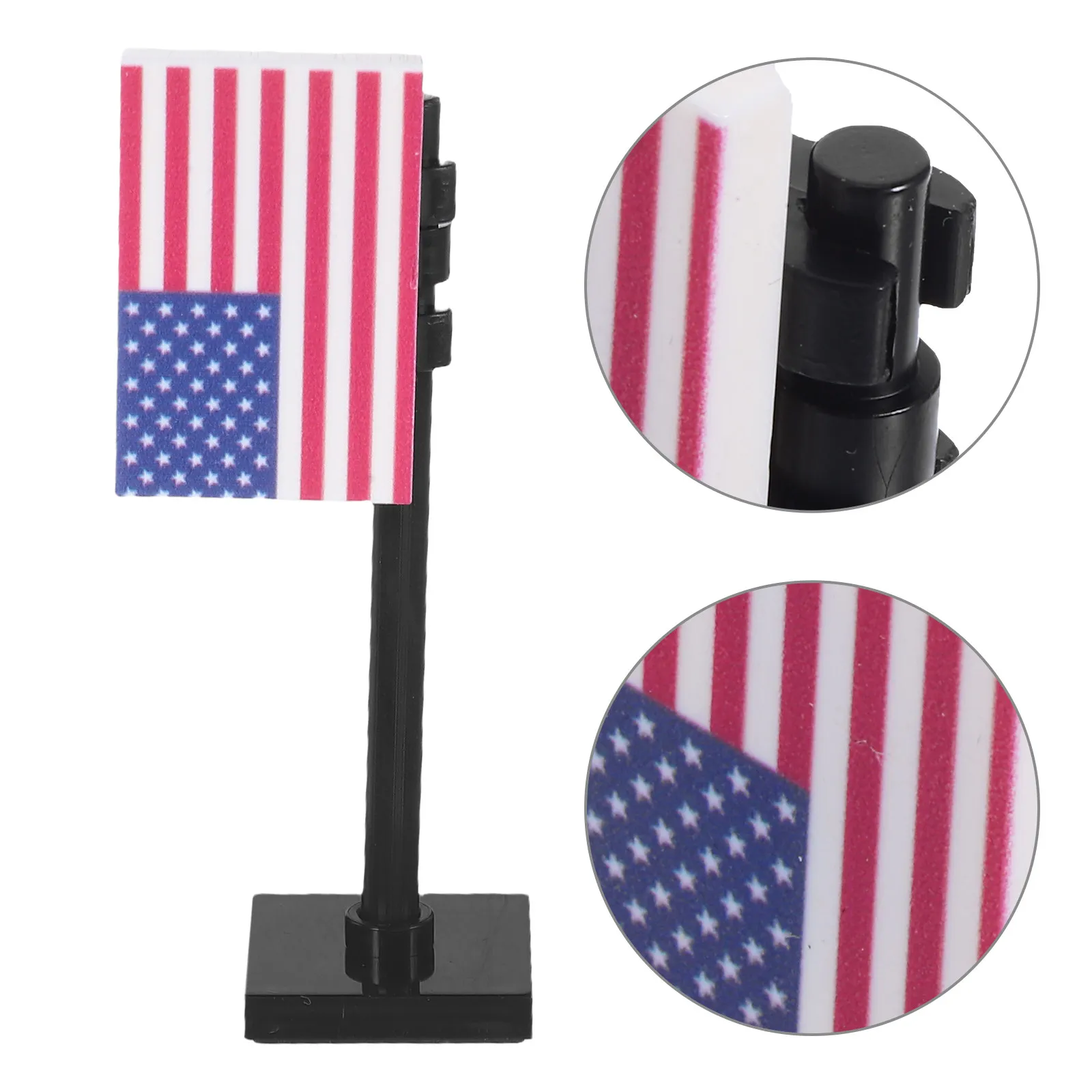 

4Pcs Military Building Set Independence Day Mini Soldier Figures American Flags Poles Army Action Figures Playset for Boys