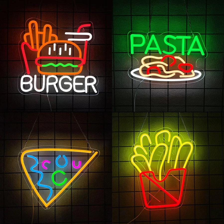 Letrero de neón de la serie Fast Food para decoración de pared, letrero iluminado para decoración de restaurante, cocina, fiesta, tiendas de comida rápida, regalo de fiesta de cumpleaños