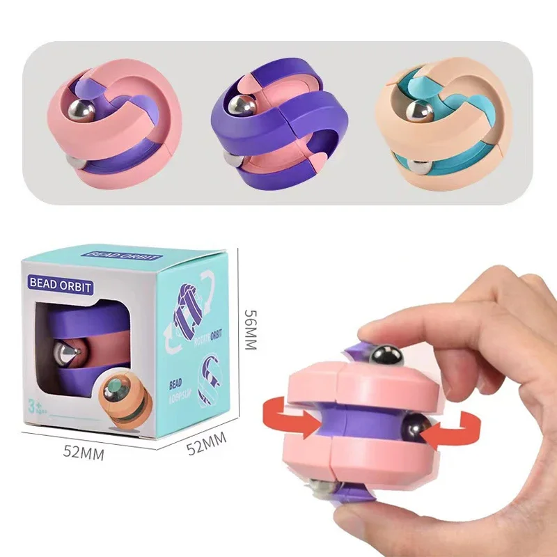 Decompression Orbit Ball Fidget Toys Anxiety ADHD Stress Relief Spinning Toy Beads Track Ball Gifts Kids Adults
