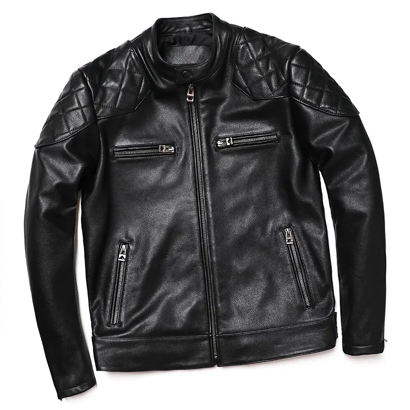 

Motorcycl Genuine Leather Jackets for Men 2024 Style Real Cowhide Slim Clothing Biker Fashion Jacket Cow Coats S-5XL