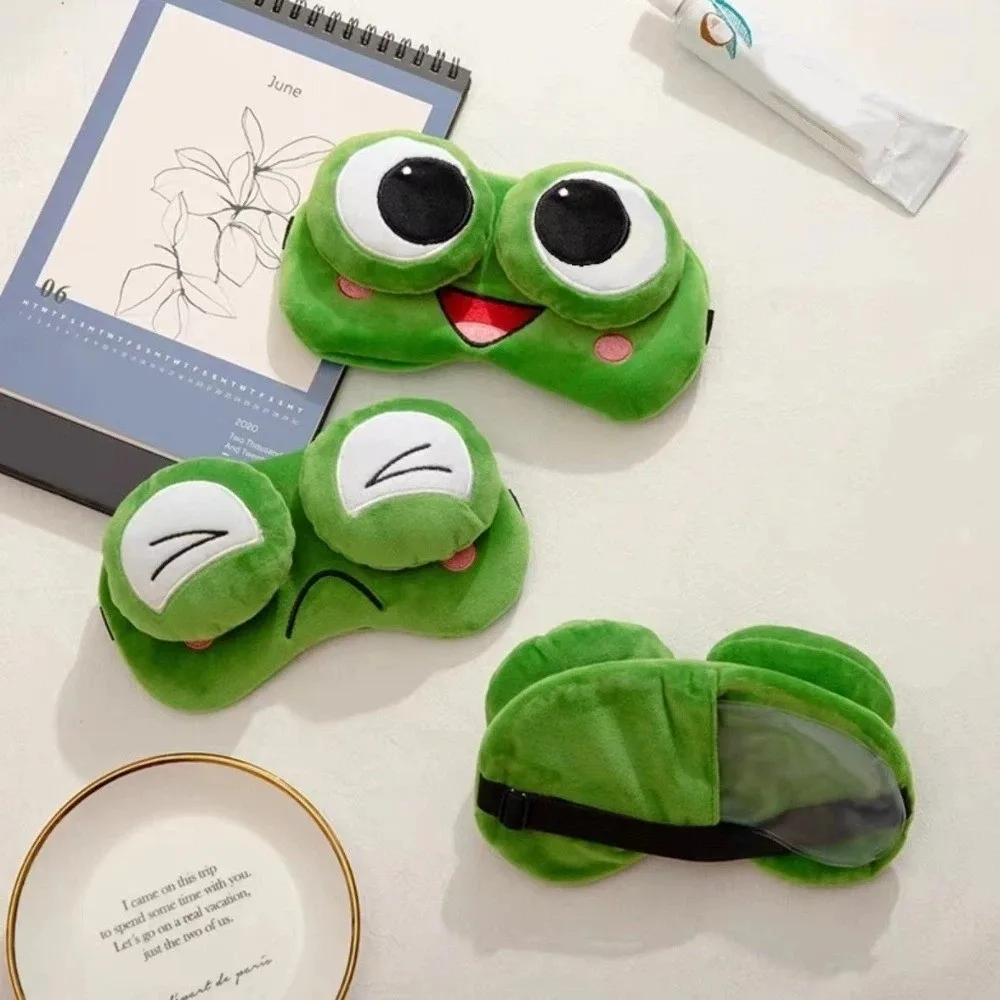Breathable Funny Frog Sleep Mask Adjustable Sleeping Aid Eye Mask Headwear Cartoon Frog Blockout Light Eye Cover Sleep