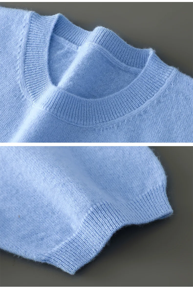 2026 Frühjahr/Sommer Neu Rundhals Herren Kurzarm Einfarbiges Strickshirt Mode T-Shirt Wolle Kurzarm Große Locker Sitzende Passform – Detail 22
