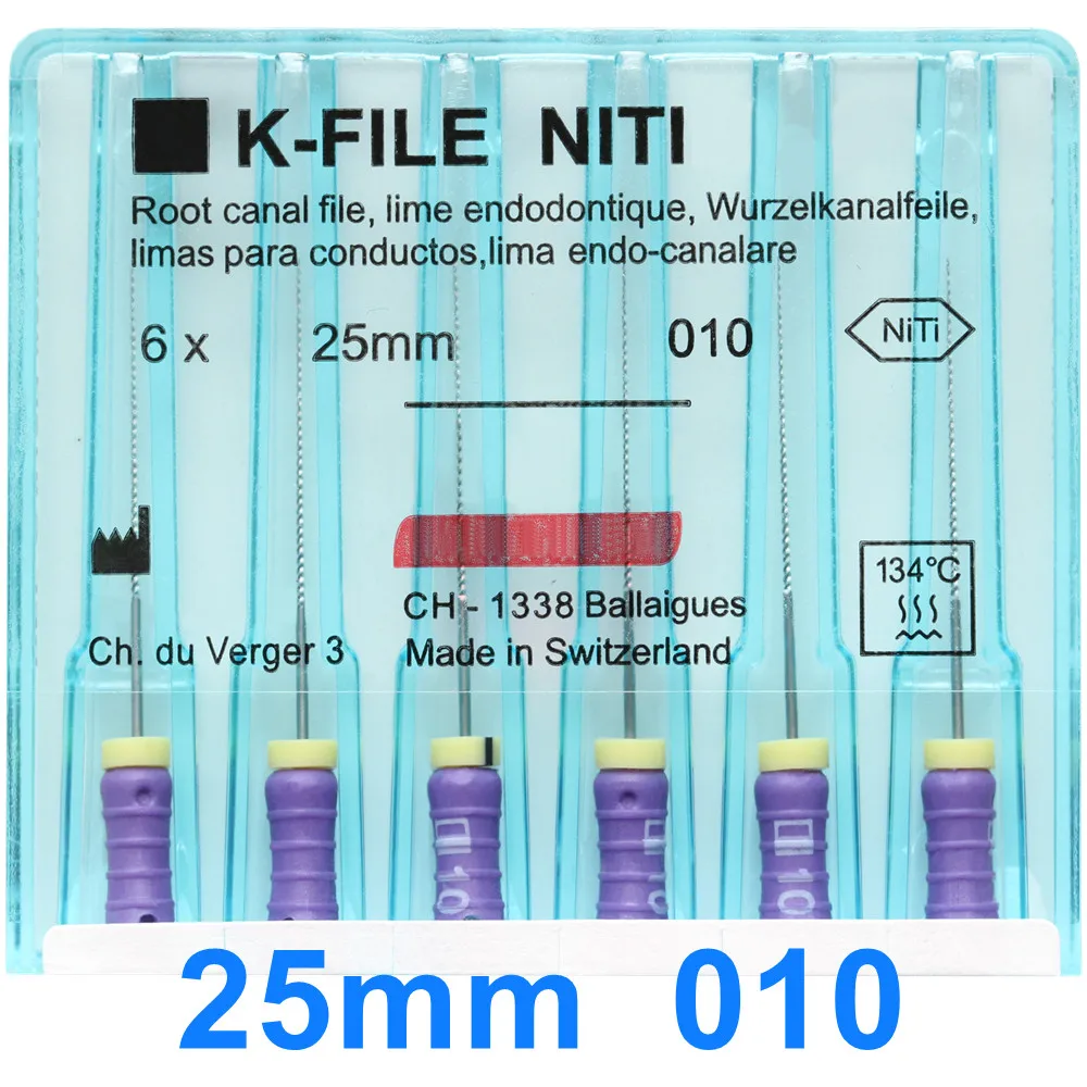 6pcs/Pack Dental K-FILE / K-REAMER / H-FILE NiTi Flexible Endo Root Canal K Files Hand Use Endodontic Nickel Titanium Dentitstry