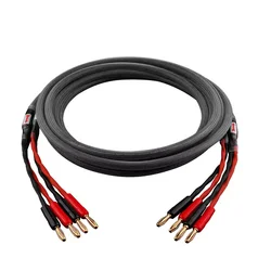 One Pair HiFi Speaker Cable High Purity 6N OFC Core Banana To Banana Male Gold Plug Horn Cable For Amplifier Speaker 5.1 7.1