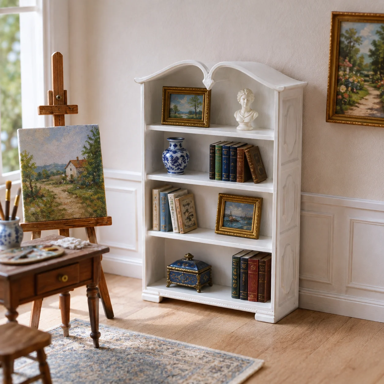 Baby house bookshelf model decoration, storage cabinet for baby house living room and bedroom, shooting scene props