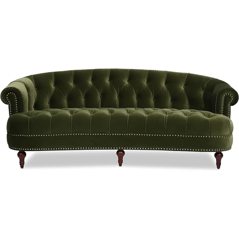 La Rosa Victorian Chesterfield Tufted Sofa, Olive Green Performance Velvet