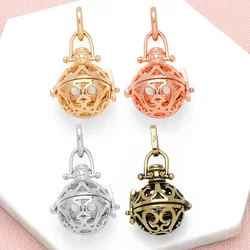 OCESRIO Big Retro Harmony Ball Chime Bola Necklace Pendant for Pregnancy Copper Gold Plated Wishing Ball Gifts for Wife pdtb404