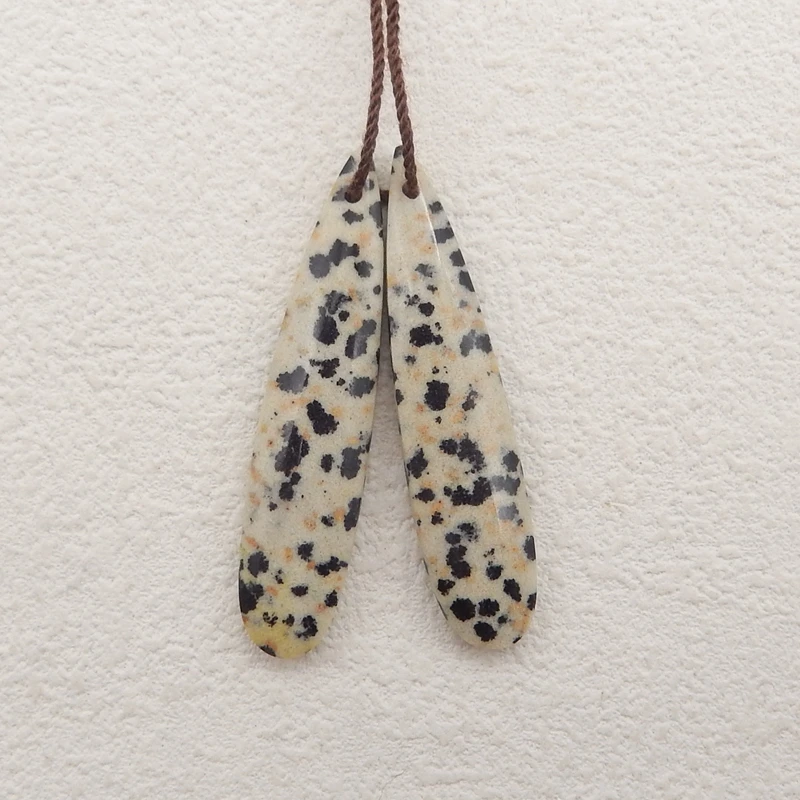 Natural Stone Dalmatian Jasper Earrings Bead Water Drop Trendy Jewelry DIY Making Accessories 39x9x4mm 4g