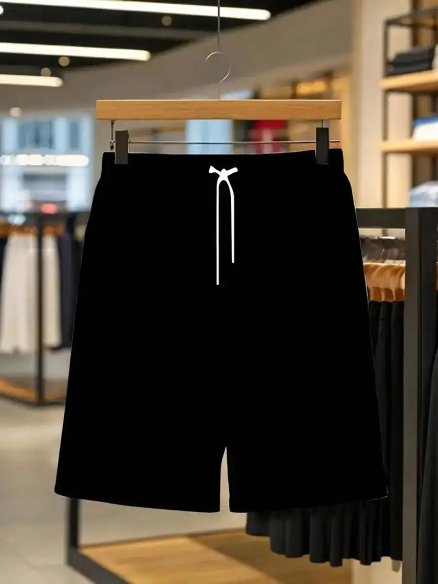 

Mens Casual Black Drawstring Shorts Plus Size