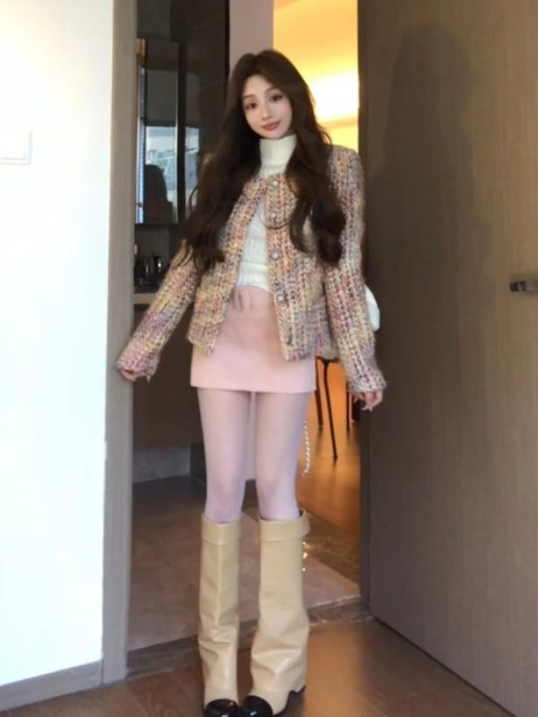 

Retro Gentle Sle High-End Feel Jaet Vest Skirt Tee-Piece Set Ele Clete OOTD Spring 2026 Faion Women's Ensemble