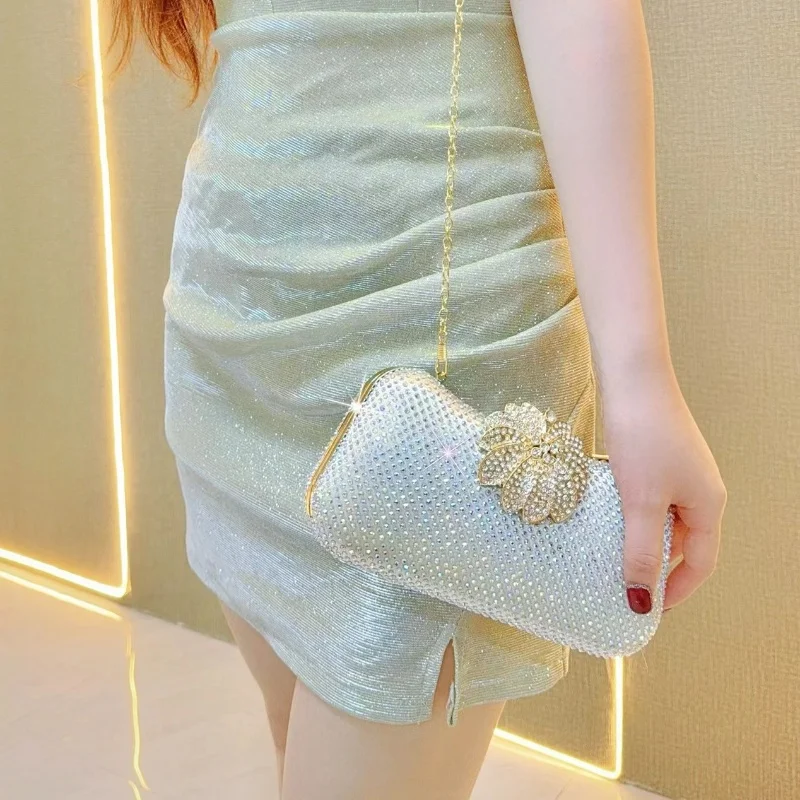 موضة جديدة فاخرة مأدبة حقيبة الماس مطعمة حقيبة يد شيونغسام كامل الماس المشاهير مأدبة حقيبة كتف واحدة حقيبة كروسبودي