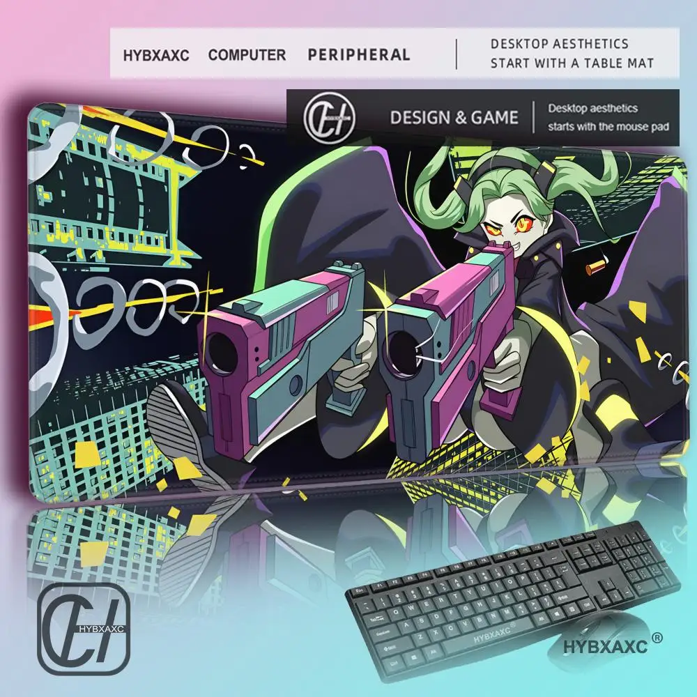 

HYBXAXC Anime Deskmat R-Rebecca Laptop Locking Edge Table Mat Rubber Gaming Mouse Mat Keyboard Carpet Mouse Pad Office Deskmat