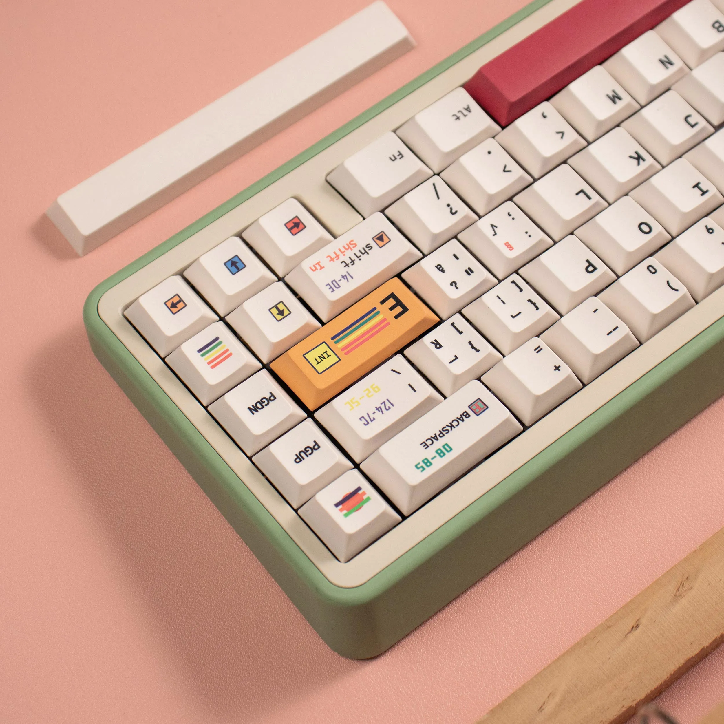 Retro C64 R2 Keycaps Side Engraved Keycaps Cherry Profile Dye Sub PBT Keycaps For MX 64/87/96/104 Mechanical Keyboard Wooting