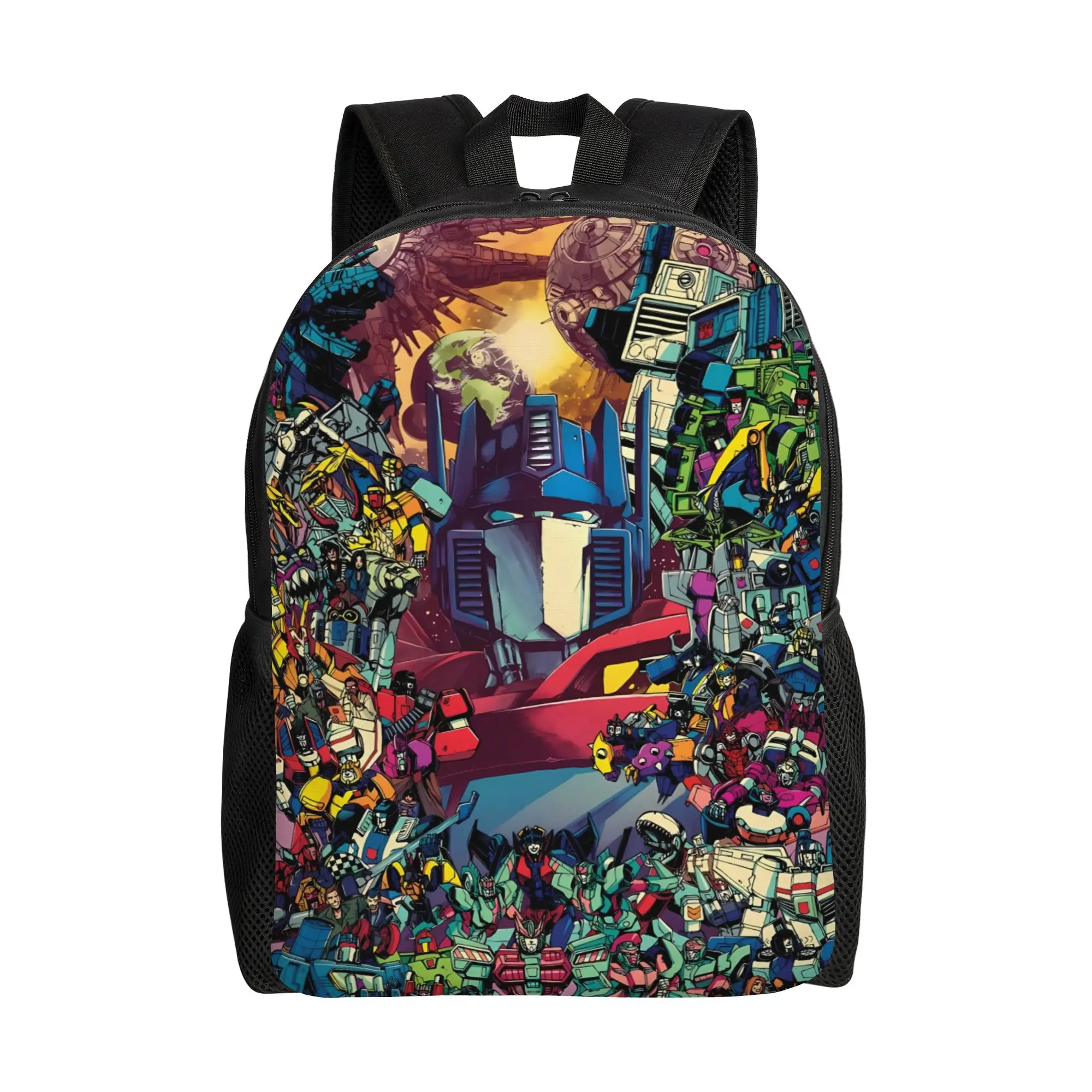 Transformered Cartoon Backpack 3d Printing Male Polyester Travel Backpacks Large Funny School Bags Rucksack