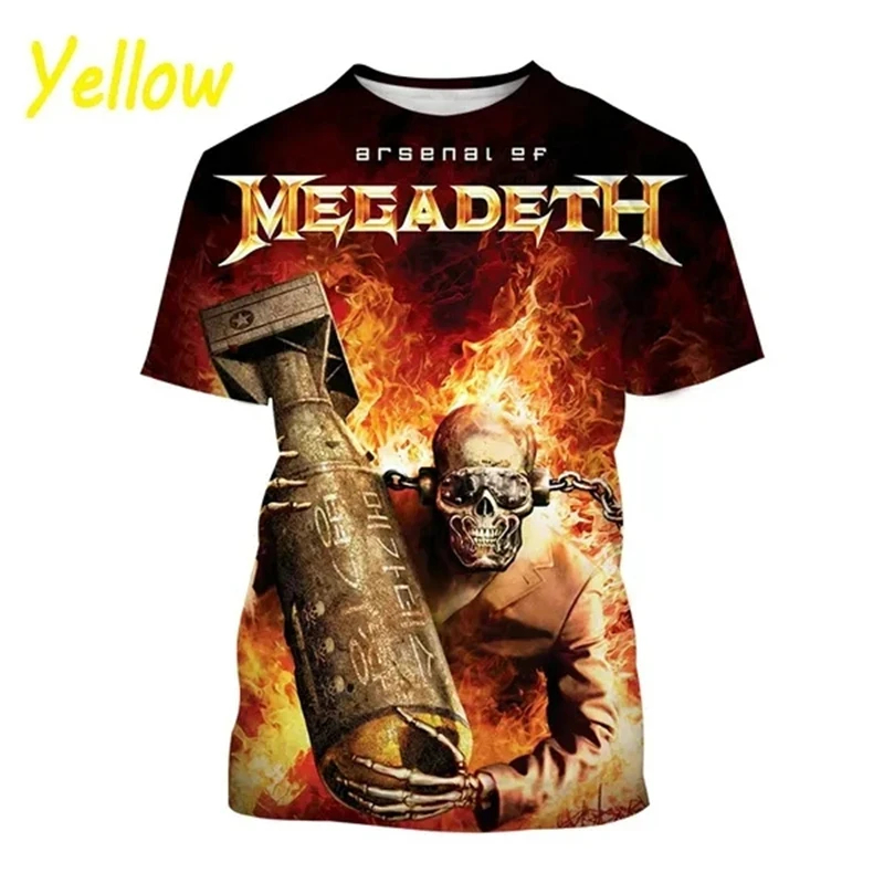 New Fashion Megadeth 3d Printing T Shirts Men Ladies Tops Popular T Shirts Hip Hop Style Short Sleeves Tshirt Boys Vintage Tees