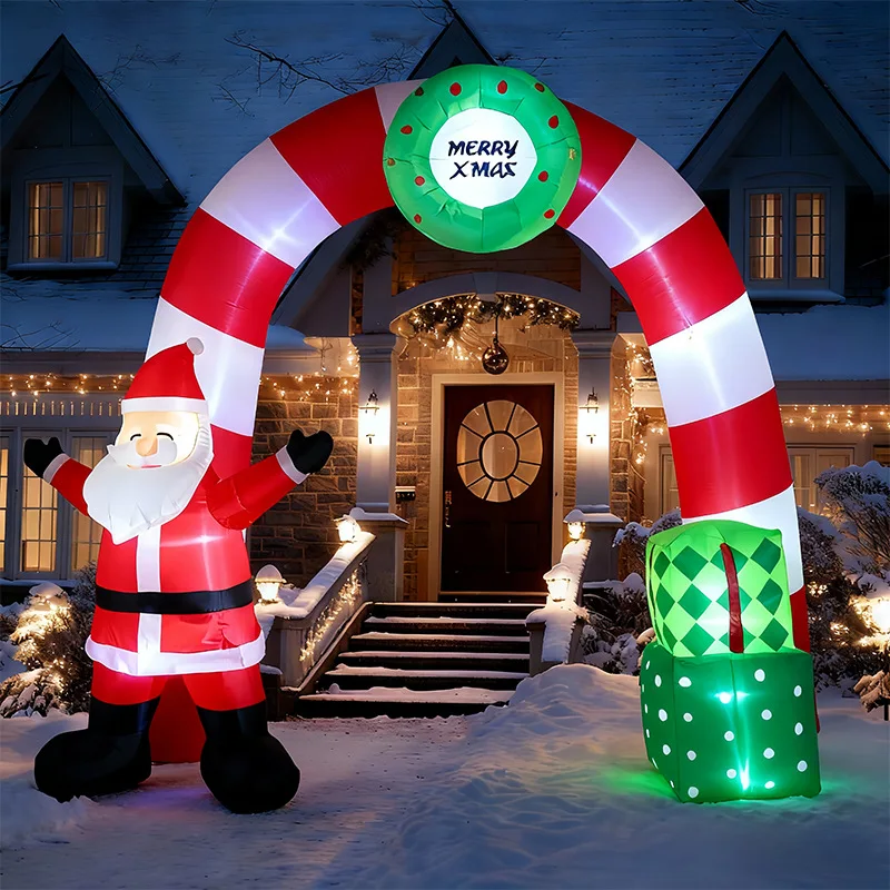 Christmas Inflatable Arch Air Mold Santa Gift Box Outdoor Yard Party Supplies Decorative Ornament