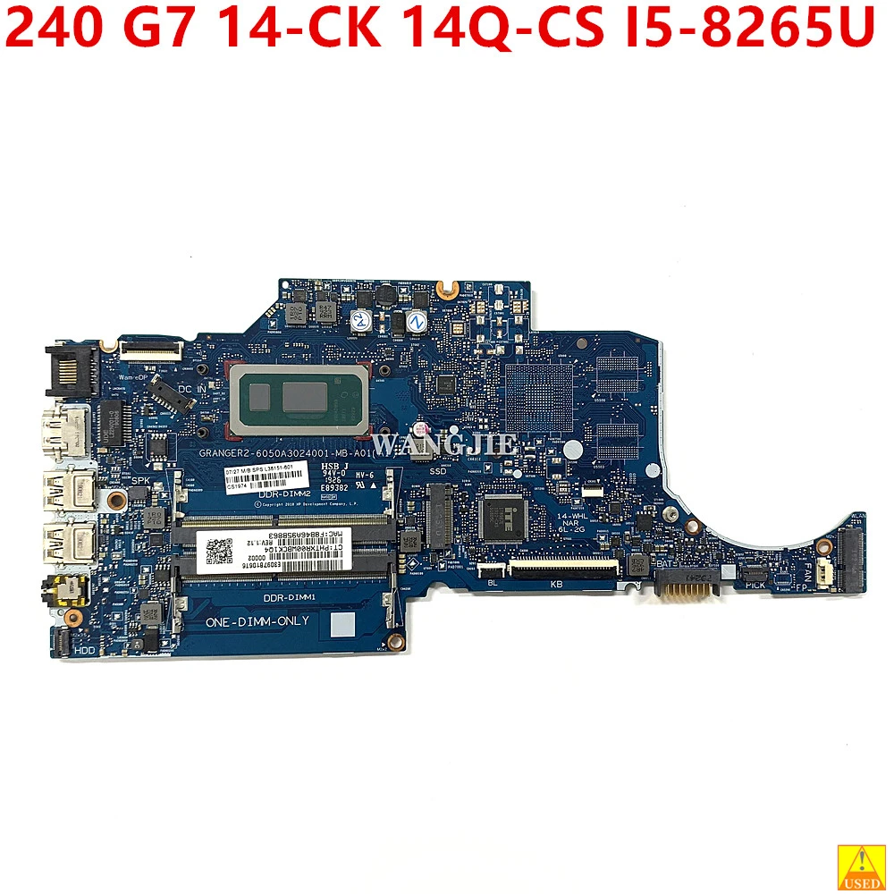 6050A2977601 For HP 240 G7 14-CK 14Q-CS Laptop Motherboard L38151-001 L38151-601 TN-I131 With I5-8265U CPU DDR4