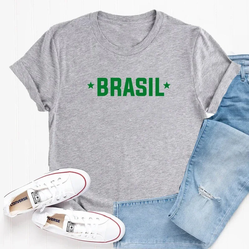 Brasil T-Shirt Women Men Brazil Tee Brazilian Letter Print Tshirt Portugues Please Cotton Short Sleeve Tops Aesthetic Clothing