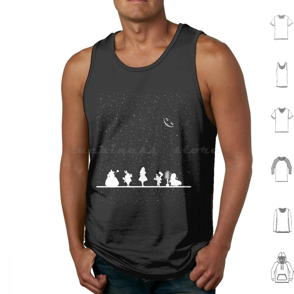 Starry Night Tank Tops Print Cotton Alice In Cat Cheshire Starry Night Stars Sky Planet Universe Space Galaxy Black White