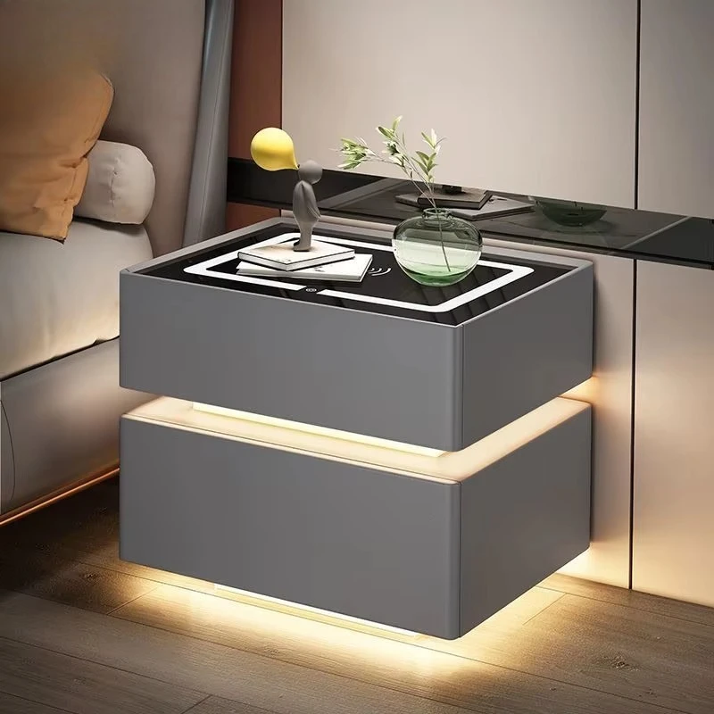 New Models Nordic Style Factory Price Smart Nightstand Side Table with Wireless Charging with Safe Lock Bedroom Nightstands