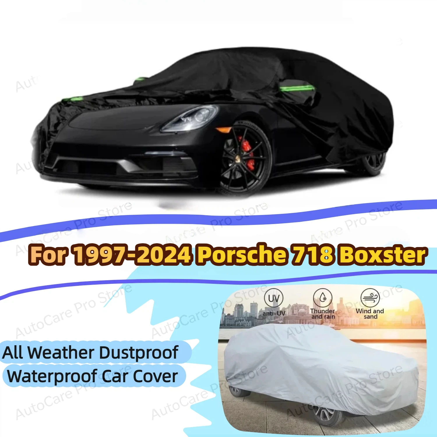 Waterproof Car Cover for 1997-2024 Porsche 718 Boxster Windproof Bands  for Snow Rain Dust