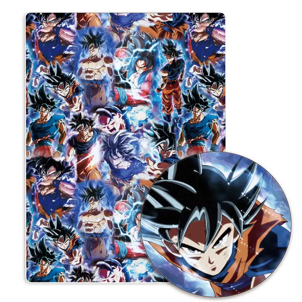 Tela de poliéster y algodón con estampado de dragon ball para niños, tejido de retales de 140x50cm con estampado de Anime para costura de vestidos de bebé