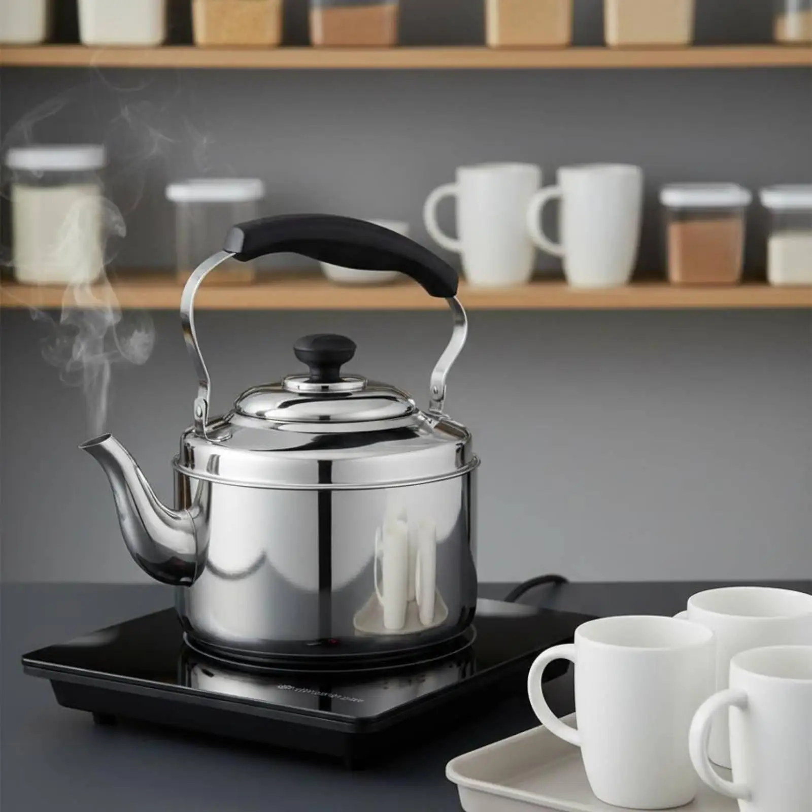 Large Whistling Kettle Stainless Steel for Induction Cooker and Gas Stove 4L to 6.5L Food Grade Teapot Water Boiler with Safe