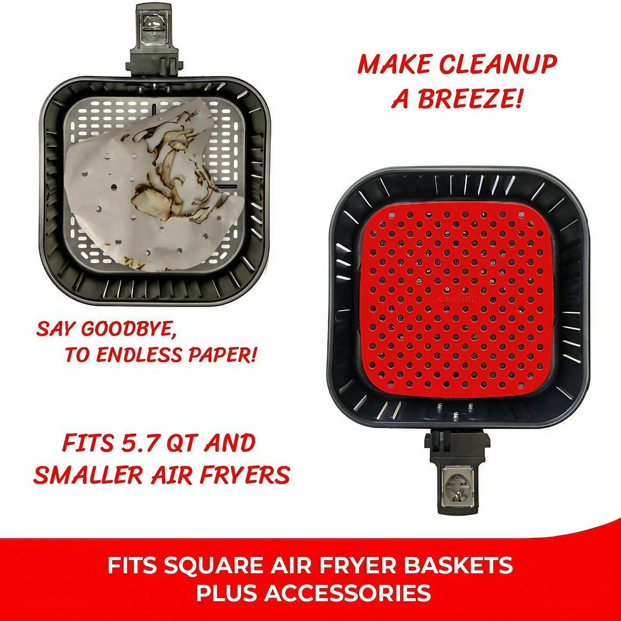 Forros reutilizáveis antiaderentes de silicone para fritadeira a ar, tapetes perfurados à prova d'água para todos os modelos 7 5 8 8 5 9 polegadas