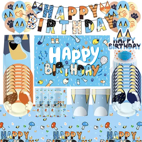 생일 장식 파티 용품 식기 접시 컵 냅킨 밀짚 식탁보 배너 배경 풍선 장식 어린이 생일