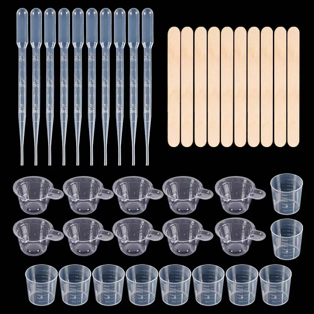 Resin Mixing Casting Tools Kit 10 Cups Measuring Cups Wooden Sticks Droppers DIY Craft Jewelry Making