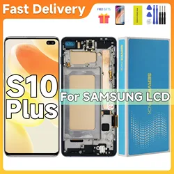 TFT Testato S10 Plus LCD con cornice per SAMSUNG S10+ G975 G975F/DS Display Touch Screen Digitizer Assembly Sostituzione
