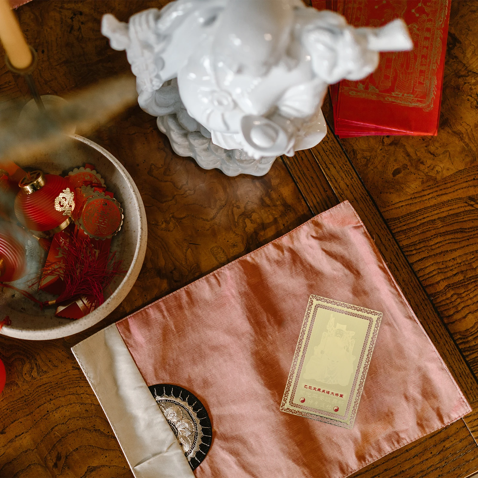 

Tai Gold Card Auspicious Cards Coin Delicate Amulet Decorative Chinese Style Golden Gift Exquisite
