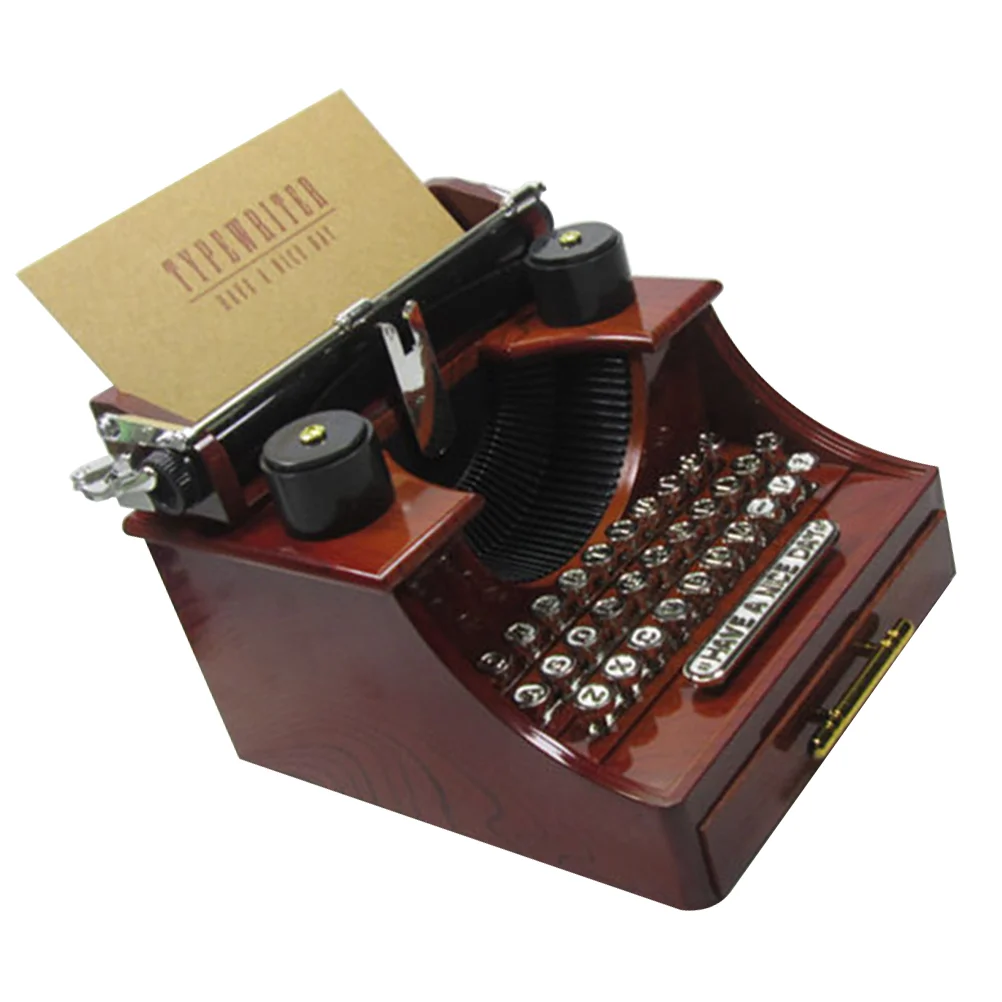

Typewriter Music Box Toy Retro Educational Desktop Jewelry Container Toys Adornment Wooden