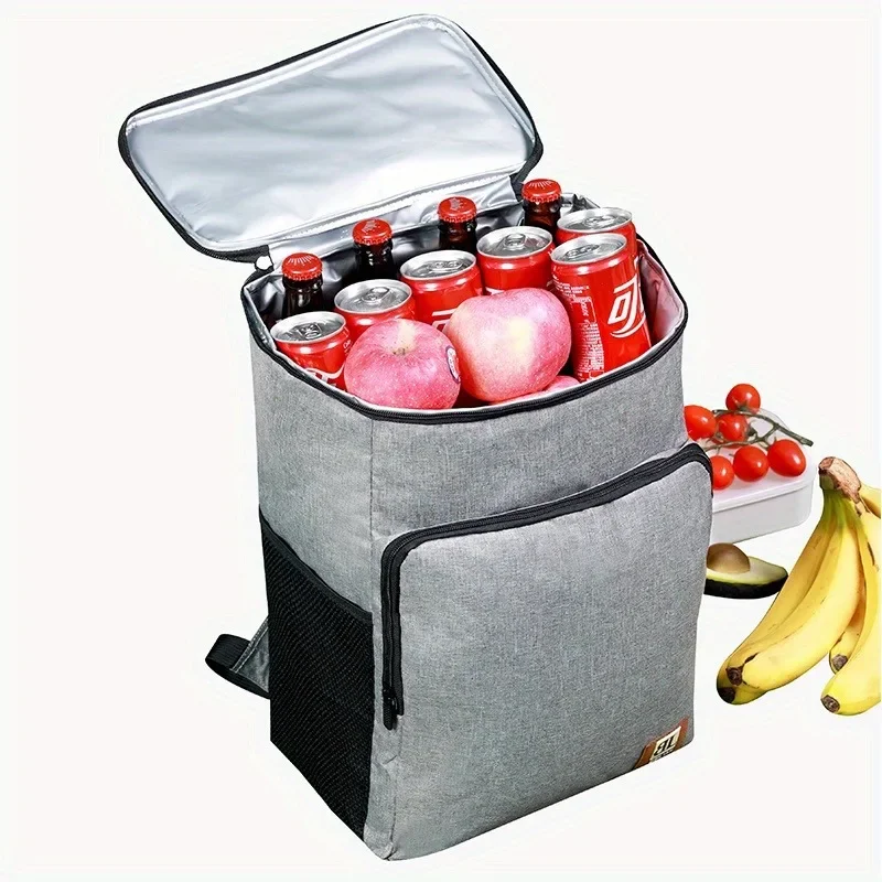 1pc, Large Insulated Lunch Backpack Cooler Bag - Waterproof Oxford Fabric Rectangular Travel Beer Cooler With PEVA Lining