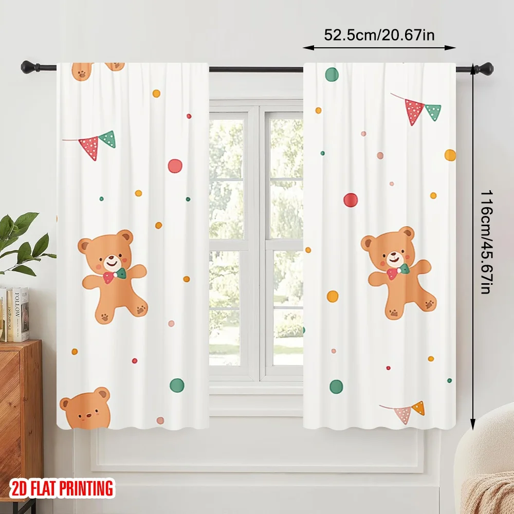2pcs,2D plane printing Print Curtains Cute Gingerbread Man Durable Polyester (without rod) Versatile All Ldeal for Living Room,