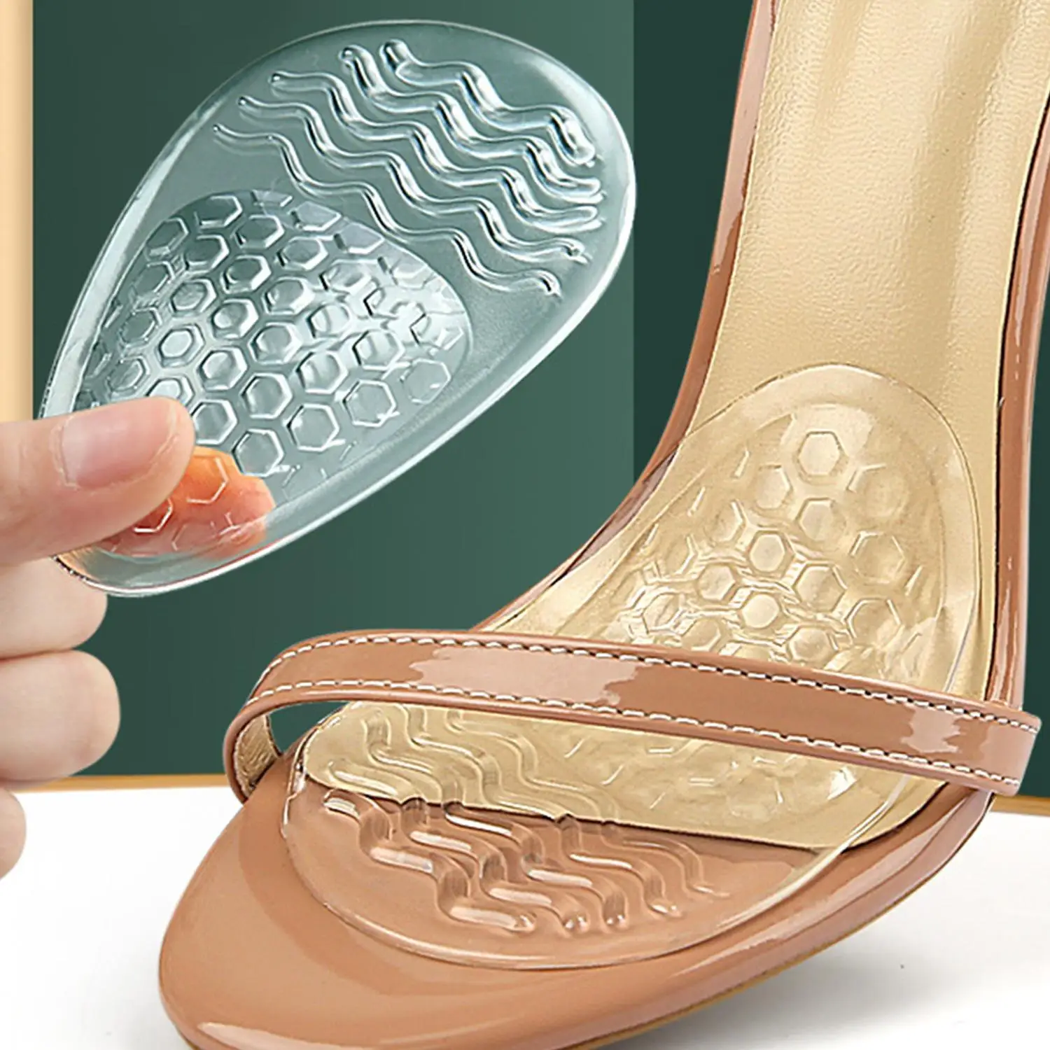 

2Pairs Silicone Pads For Shoes Non-Slip Half Size Forefoot Gel Foot Pads Sandals High Heels Shoe Insoles For Women Forefoot Pad