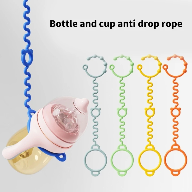 Adjustable Length Silicone Strap Flexible Silicone Anti Drop Strap Upgrades to Secure Cups & Bottles on Baby Strollers