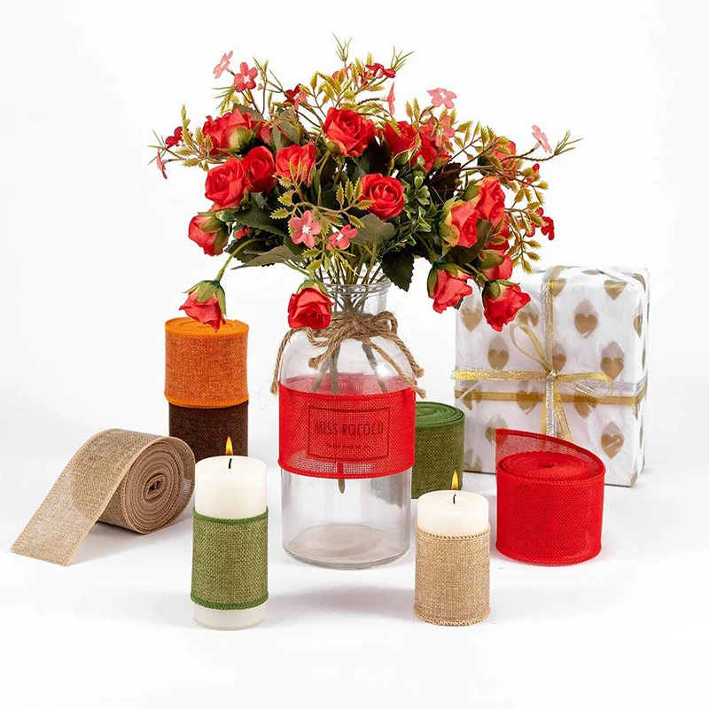 Natuurlijk lint 6 cm knutsellint jute lint jute voor kerstverpakking knutselen woondecoratie