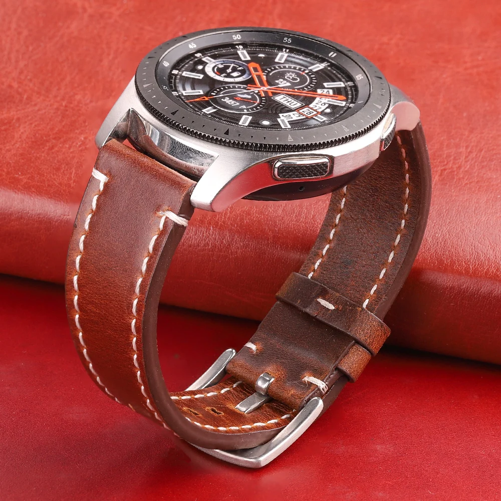 Ремешки из натуральной кожи 18 мм, 20 мм, 22 мм, 24 мм, быстросъемный ремешок из воловьей кожи для Galaxy Watch 7 Ultra Huawei Watch GT 4 Smartwatch