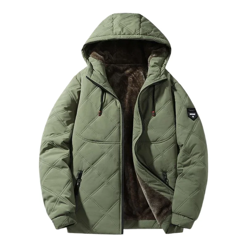 Winter Man Fleece Outdoor Casual Jacket Man Hooded Outwear Warm Jacket Man Multi Pocket Thicken Jacket Male Run Work Safari Coat