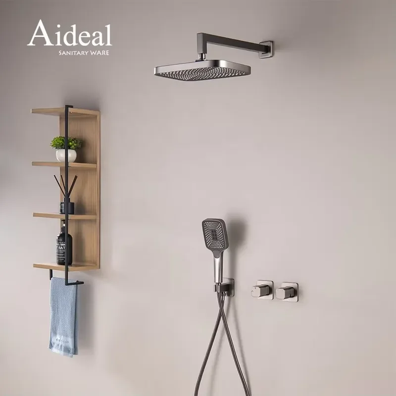 Copper Concealed Shower Set Smartbox Mixer System Wall Mounted Rainfall Bathroom Fixture Luxury Home Bath Upgrade Kit