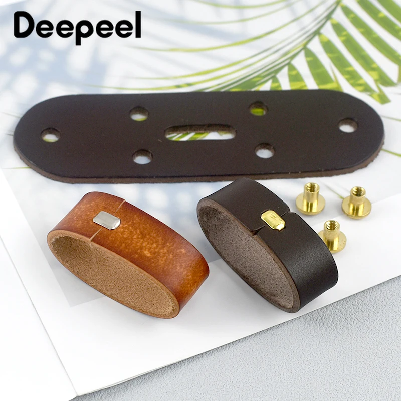 Deepeel Men's Belt Connection Leather Belts Pin Buckle Head Connect Loops Solid Brass Rivet Clasp DIY Leathers Craft Accessories