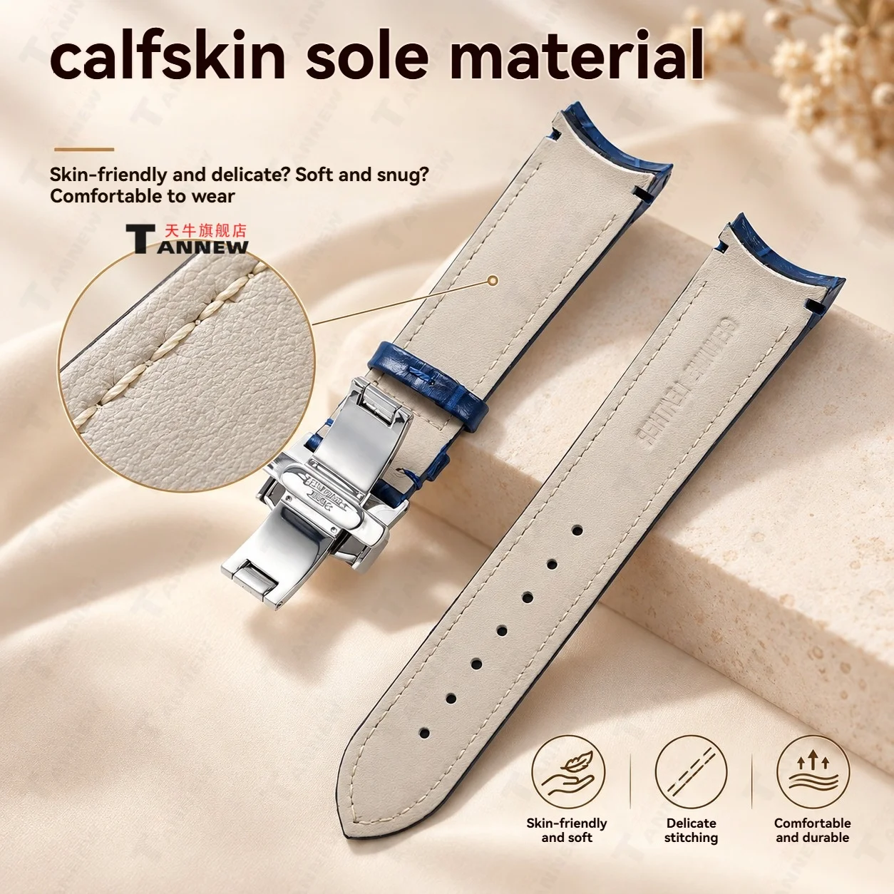 Genuine Cowhide Leather Replacement Watch Strap for Citizen Eco-Drive BL9000 BL9007 BL9008 Classic Soft Watch Band for Men