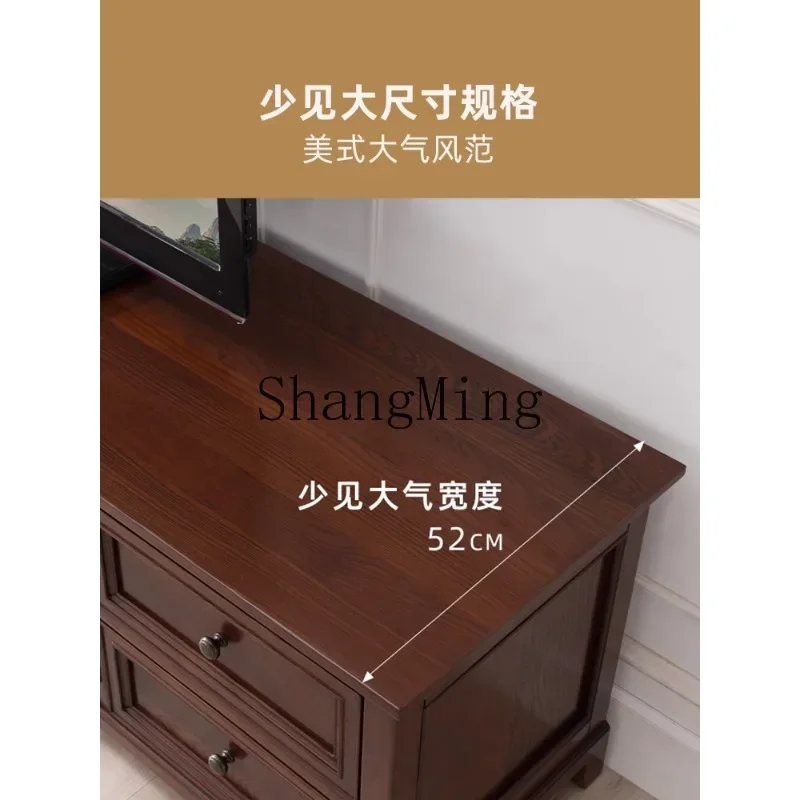 CL Solid Wood Living Room Floor Cabinet Simple Beauty TV Cabinet White Wax Wood Forest Furniture
