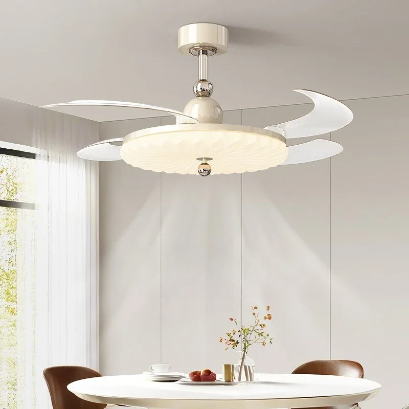 Bedroom invisible wind big fan light, Mijia smart restaurant modern simple cream children's room ceiling fan ceiling light