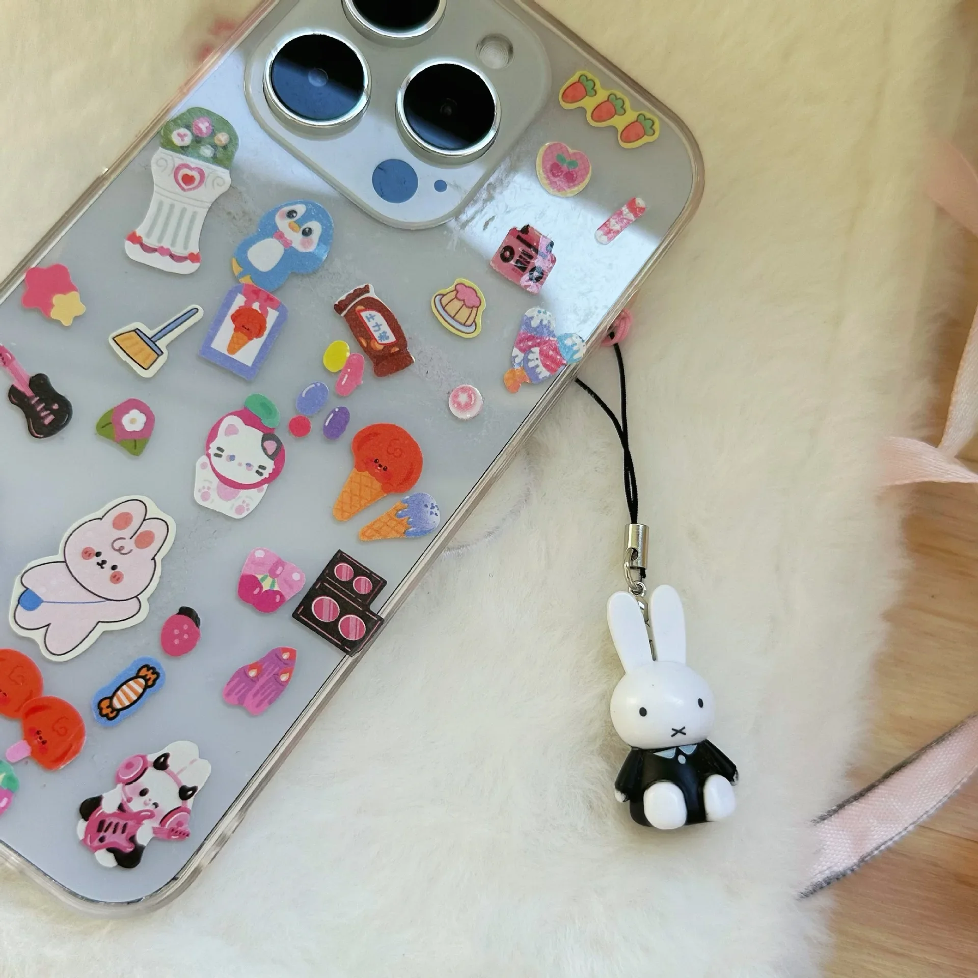 Portachiavi con coniglio Kawaii Cartoon Zaino carino Ornamenti pendenti Catena per cellulare Regalo di Natale
